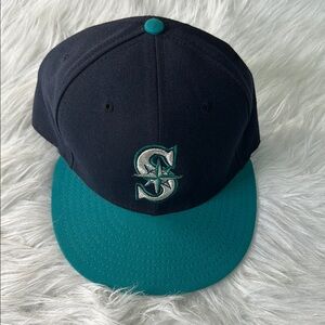 Seattle Mariners Black and Teal Cap. Size 7 1/2